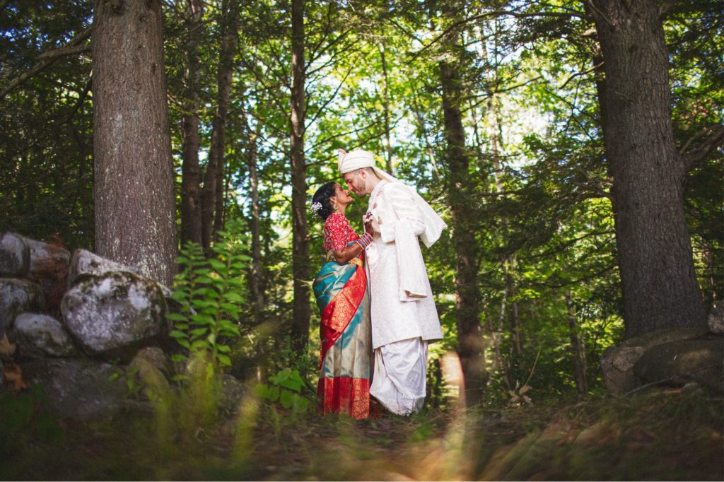Valley View Farm Haydenville MA wedding of traditional Indian wedding couple at their first look